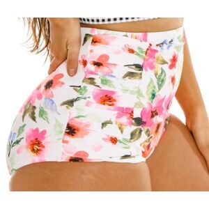 NWOT Coral Reef Swim Sun Baked Bottoms Pink Floral Super High Waisted 8/10